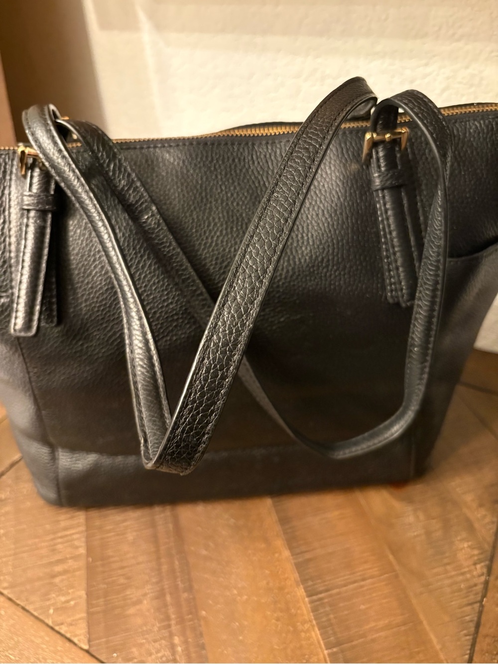 Michael Kors Jet Set Travel Black Pebbled Leather Tote Shoulder Bag - Picture 5 of 7